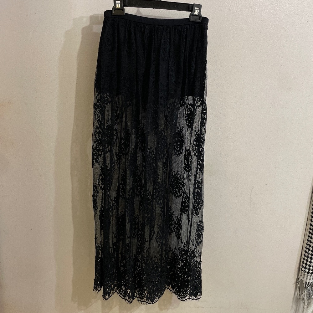 Forever 21 Sheer Black Lace Maxi Skirt with Shorts